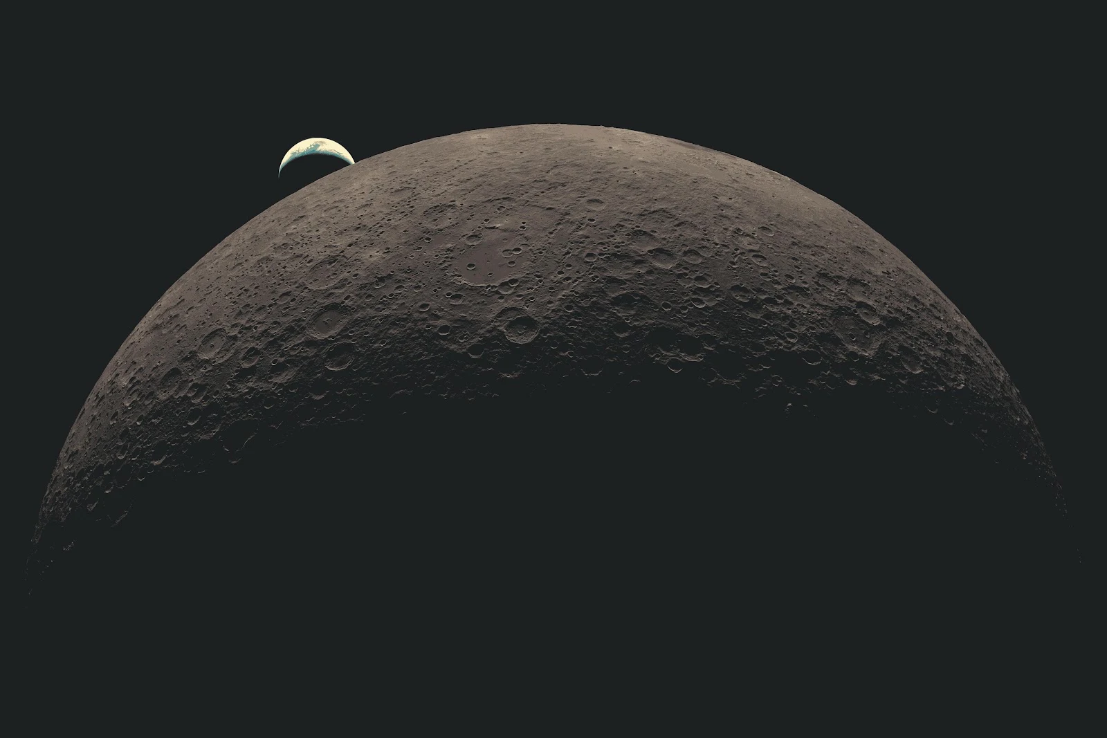 Earthrise Over Moon Horizon - Space Photography 5K Wallpaper (5568x3712)