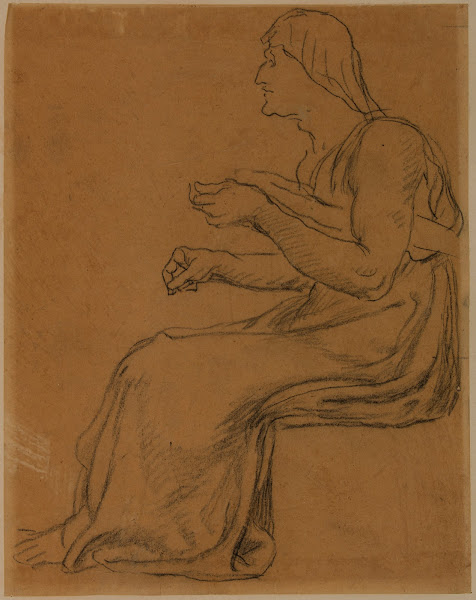 Vieille femme assise de profil à gauche 1863 1864