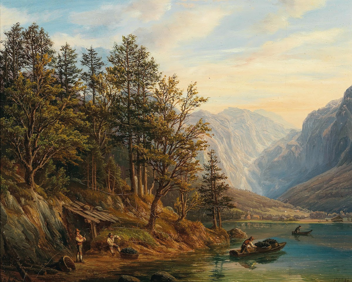 Partie vor Hallstatt nach Obertraun im Salzkammergute 1862