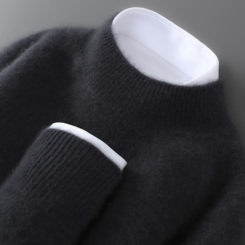 Men's Sweater with Stand-Up Collar made of 100% Wool