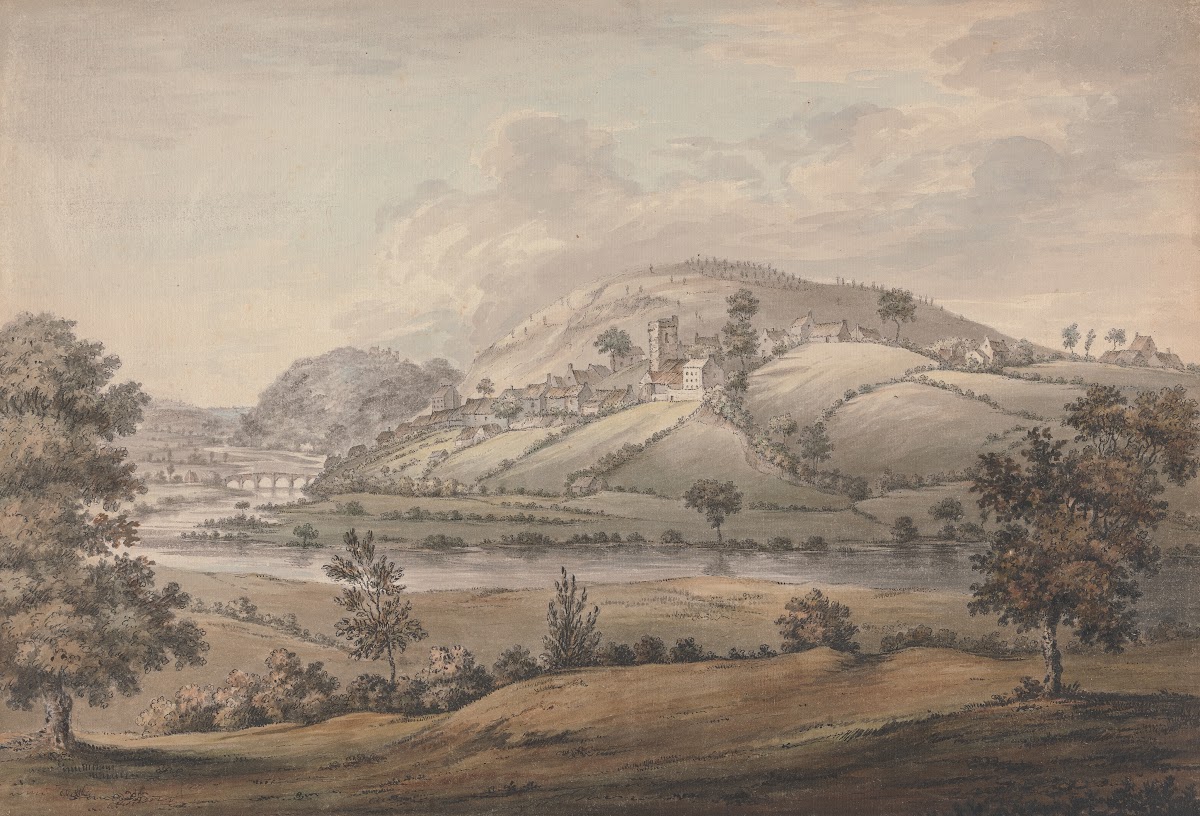 Hilly Landscape with Village and River