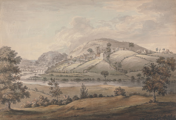 Hilly Landscape with Village and River