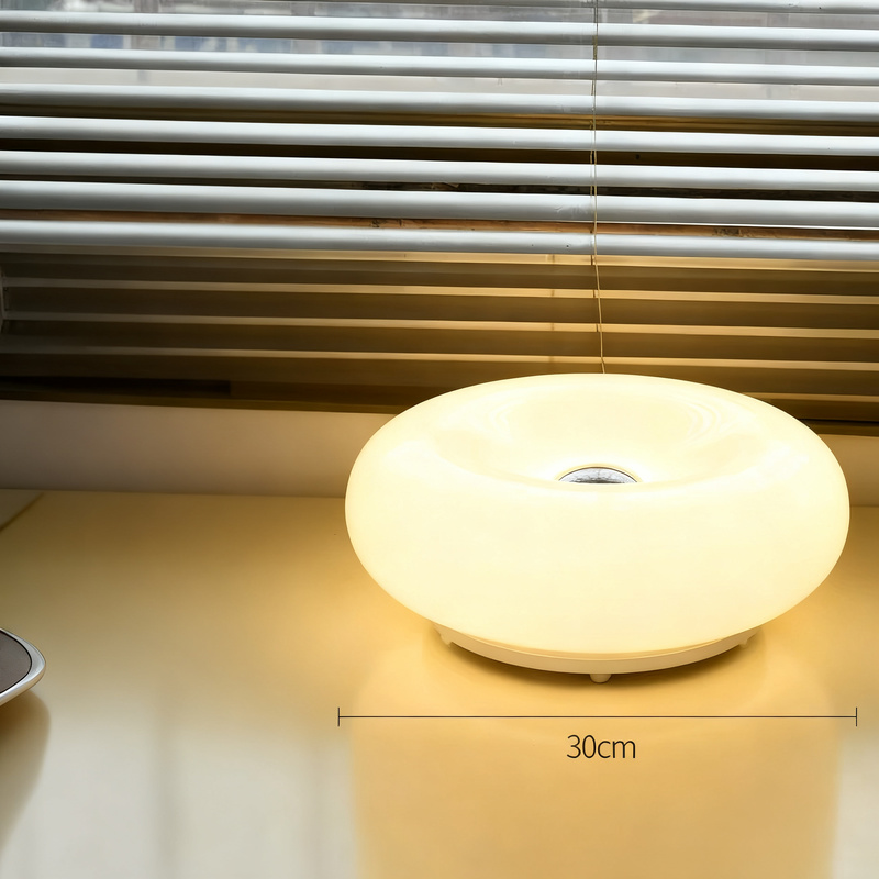 Glastischleuchte Donut-Form mit Farbwechsel