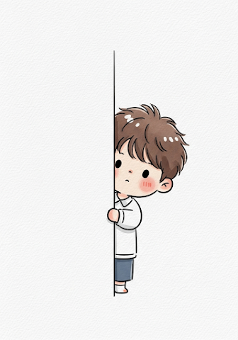 Cute Peeking Boy Sketch