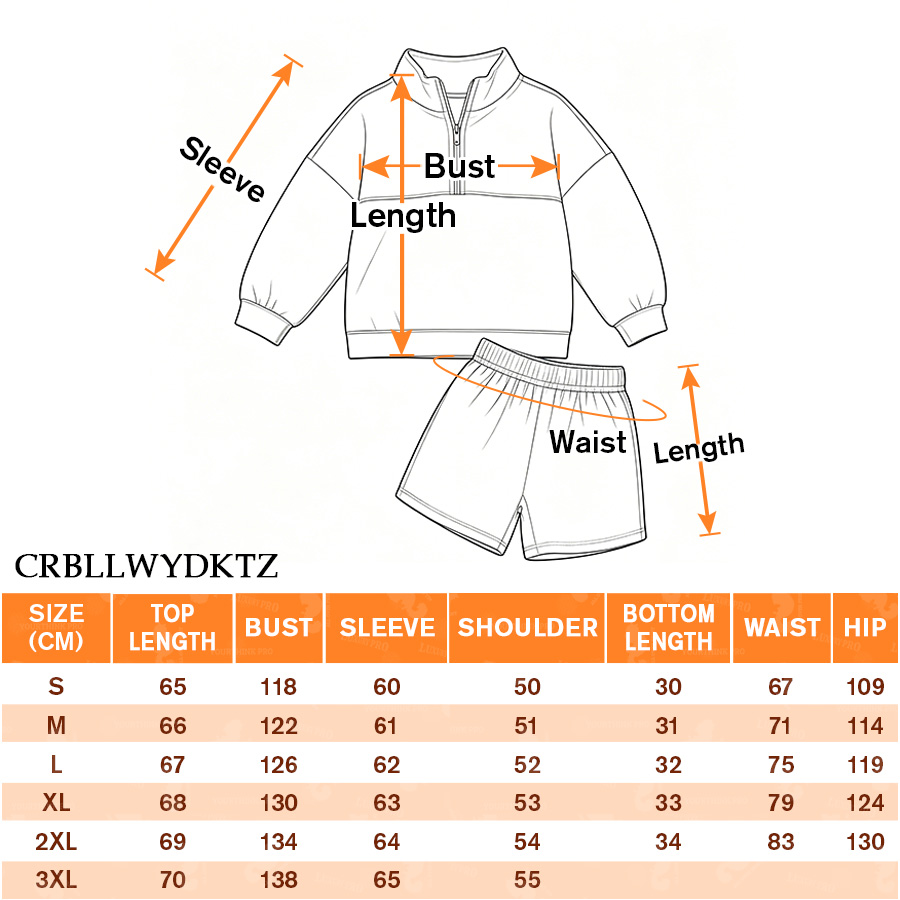 AOP Adult half zip hoodie shorts set