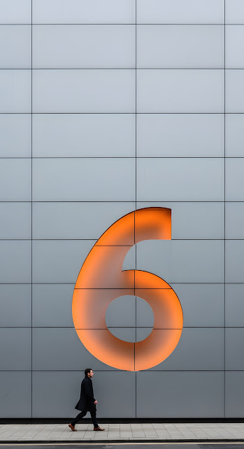 Minimalist Street Portrait of a Man Walking Past a Giant Curved Steel Wall with Orange Light Accent - Free mobile Wallpaper