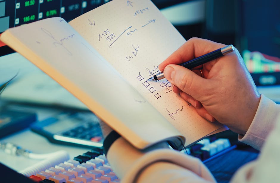 A realistic reviewer desk scene with checklist notes for pros and cons, laptop displaying AI-generated text, neutral lighting, professional and analytical mood.