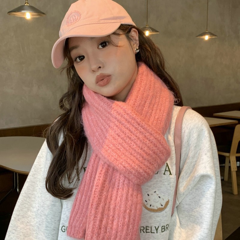 Soft alpaca wool scarf, solid color, thick and versatile