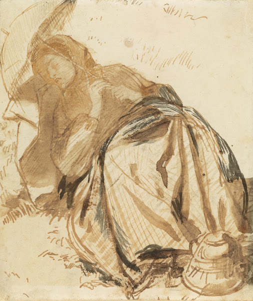 Portrait of Elizabeth Siddal Resting Holding a Parasol 18521855