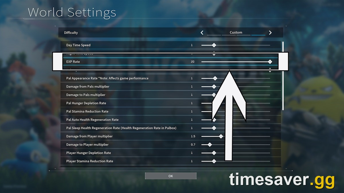 Palworld EXP and level settings — leveling up is the main source of Technology Points