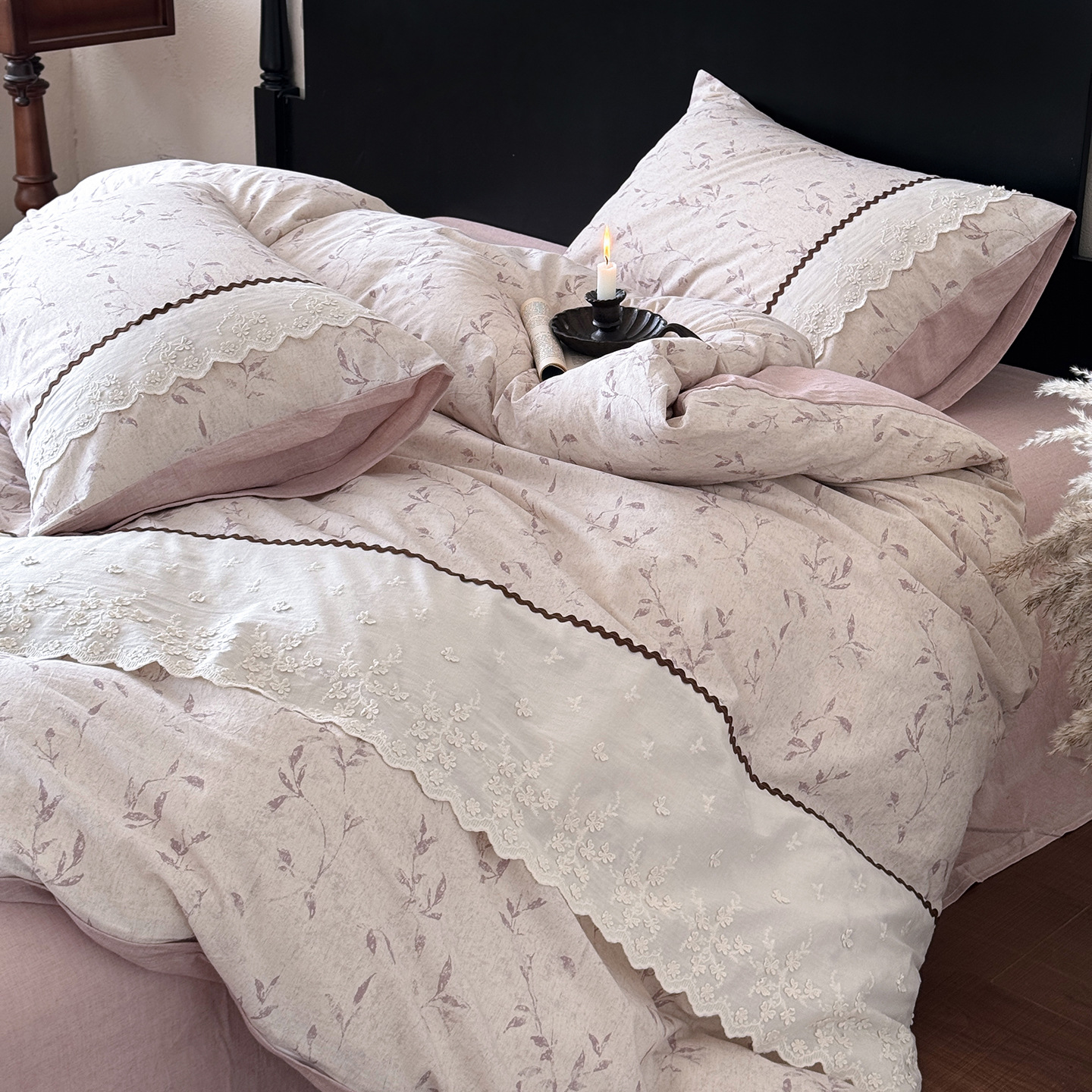 Cotton-Linen Bedding, 4-piece, Butterfly Design