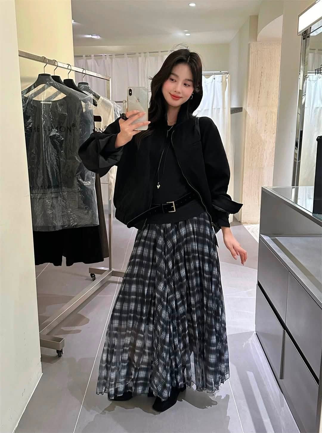 Chân váy dài voll caro lưng chun XONXEN SHOP 1301 – Image 5