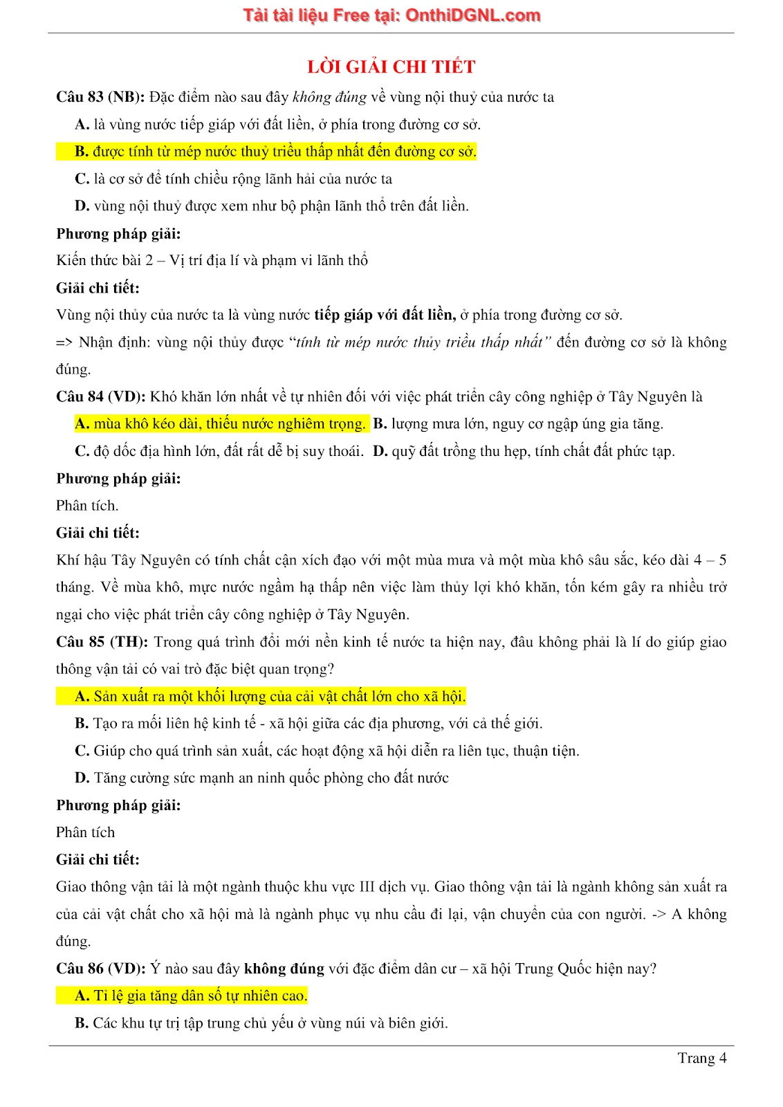 250 bài tập môn Địa Lý - Ôn thi ĐGNL ĐHQG TP HCM Phần 3