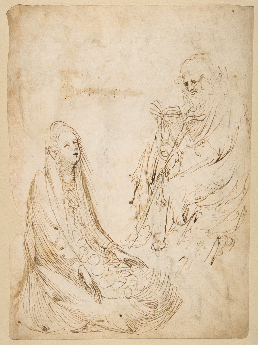 Seated Woman and a Male Hermit in Half length 143538