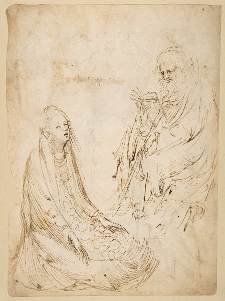 Seated Woman and a Male Hermit in Half length 143538