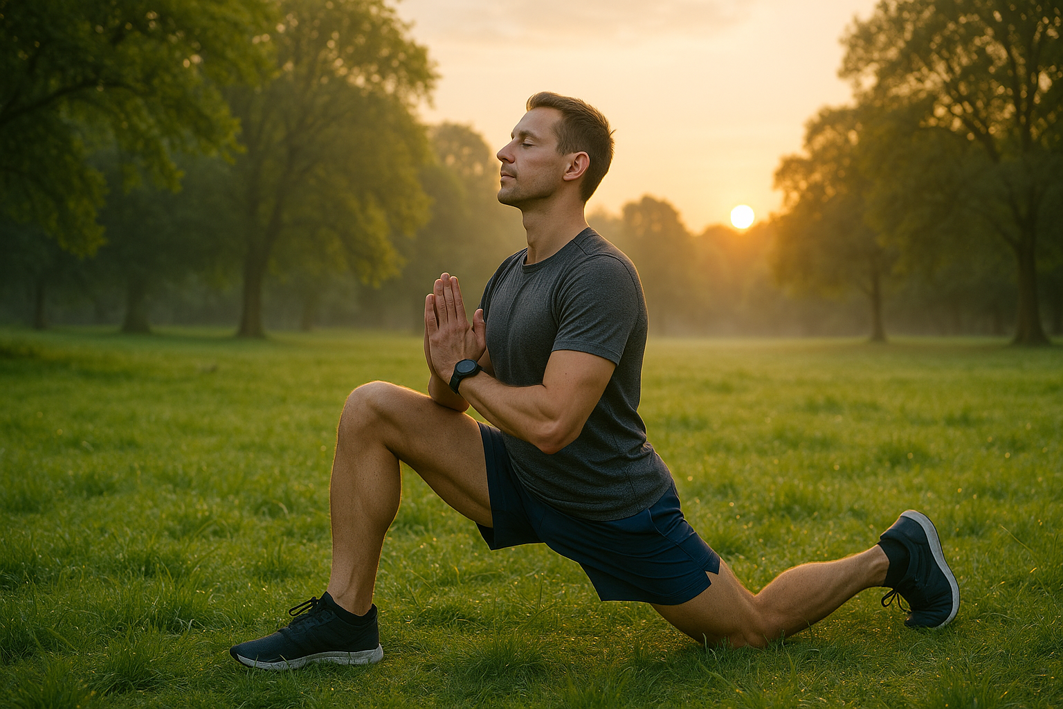 Persona haciendo yoga al aire libre