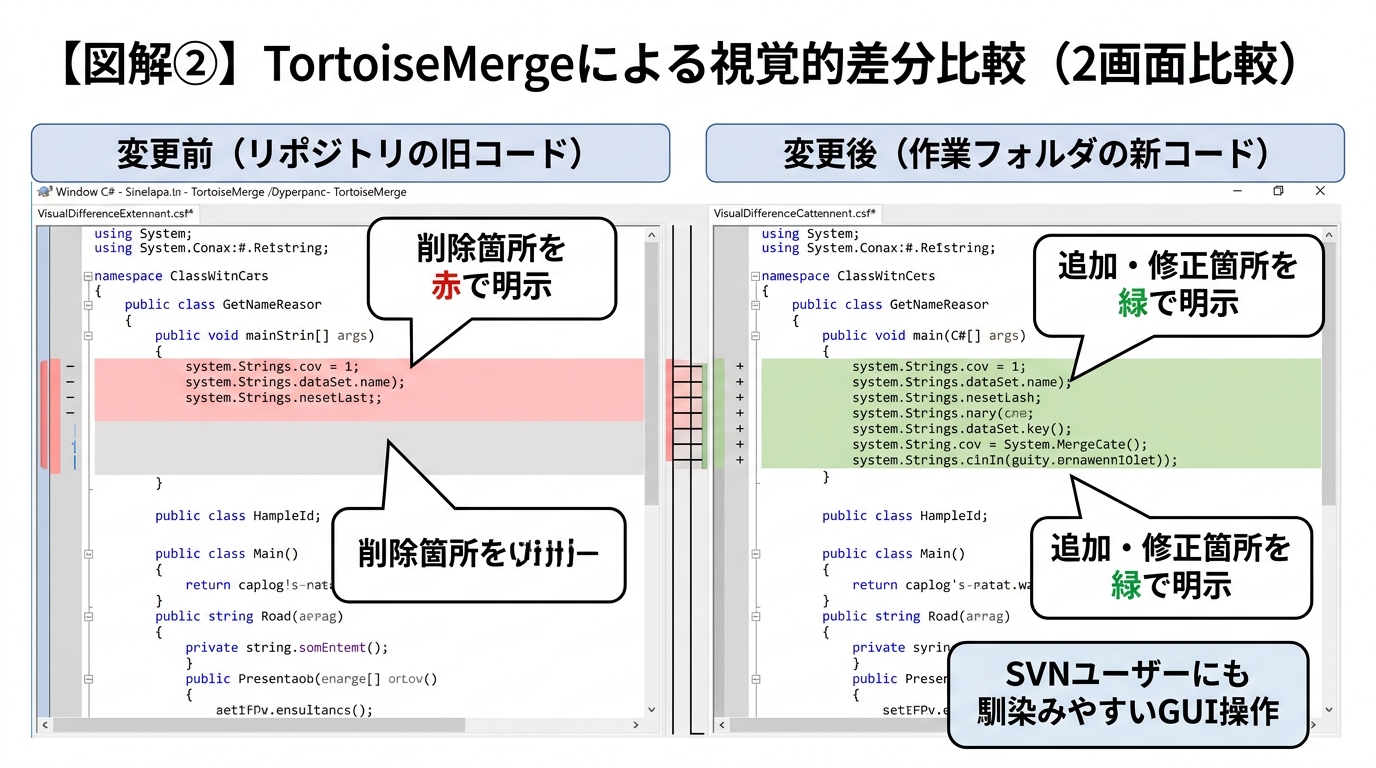 TortoiseMergeによる視覚的差分比較