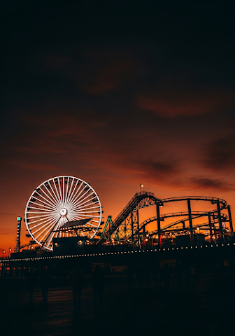 Santa Monica Pier Amusement Park Night