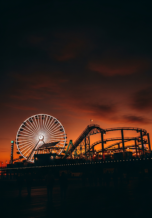 Santa Monica Pier Amusement Park Night