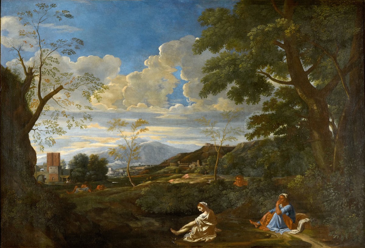 Paysage avec la femme qui se lave les pieds 1650