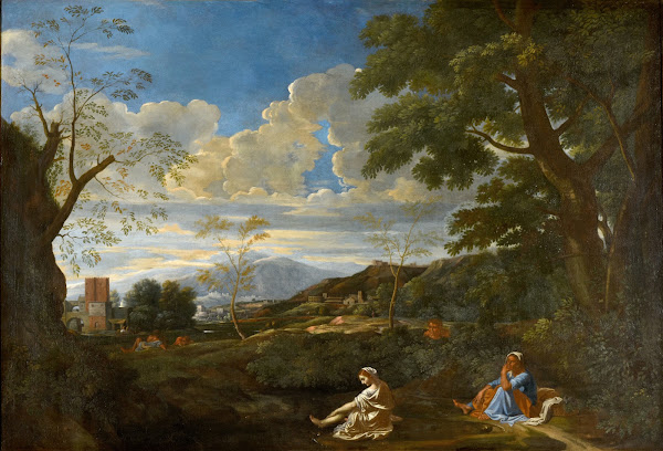 Paysage avec la femme qui se lave les pieds 1650