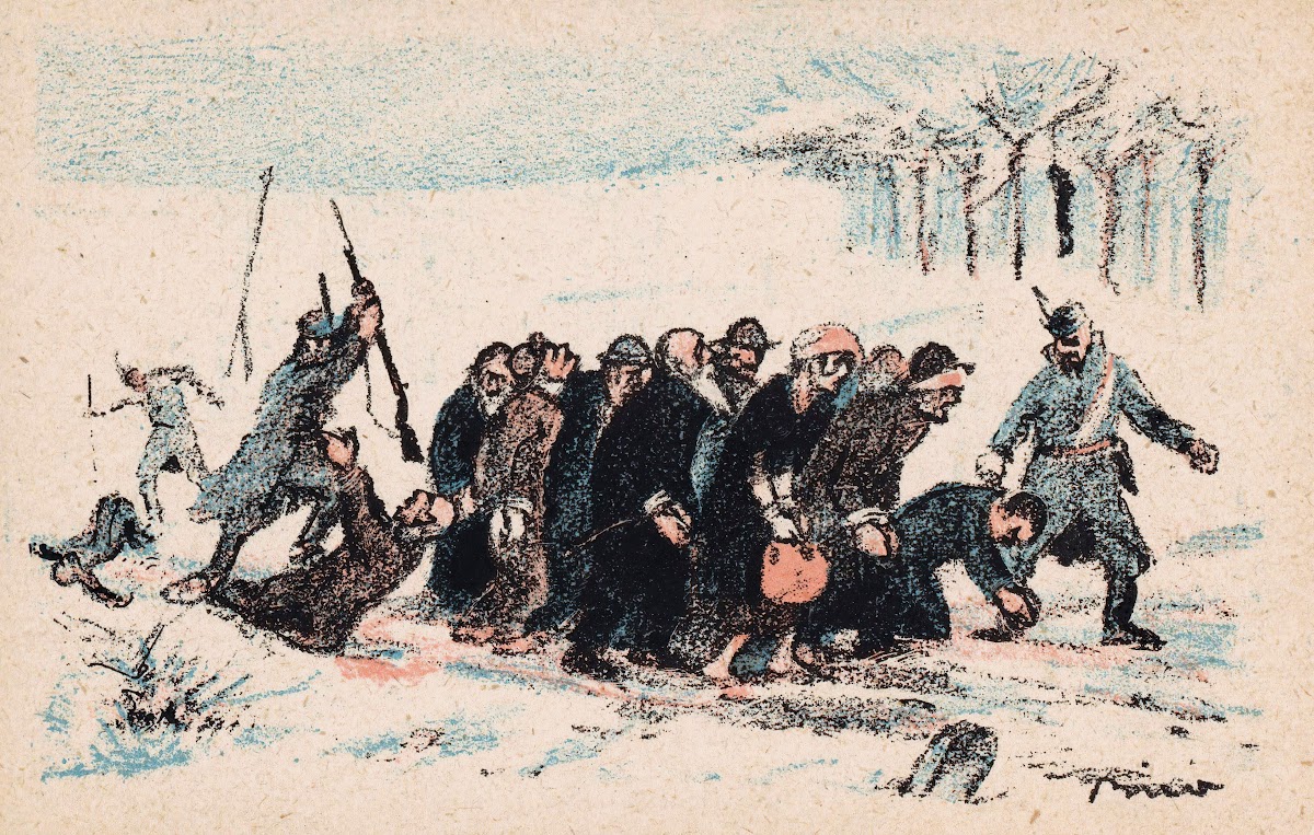 Groep Mensen Wordt Door Soldaten Gewelddadig Weggeleid 1920