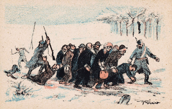 Groep Mensen Wordt Door Soldaten Gewelddadig Weggeleid 1920