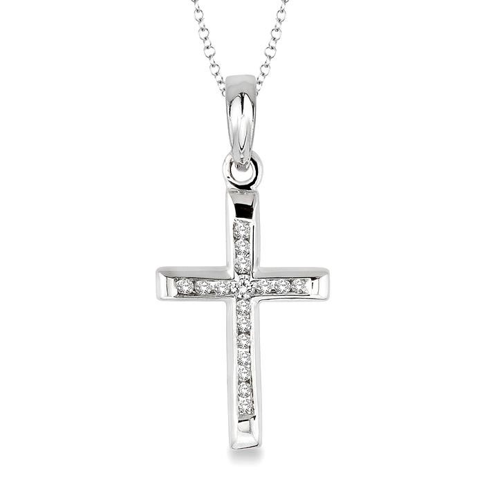 Silver Cross Channel Set Diamond Fashion Pendant