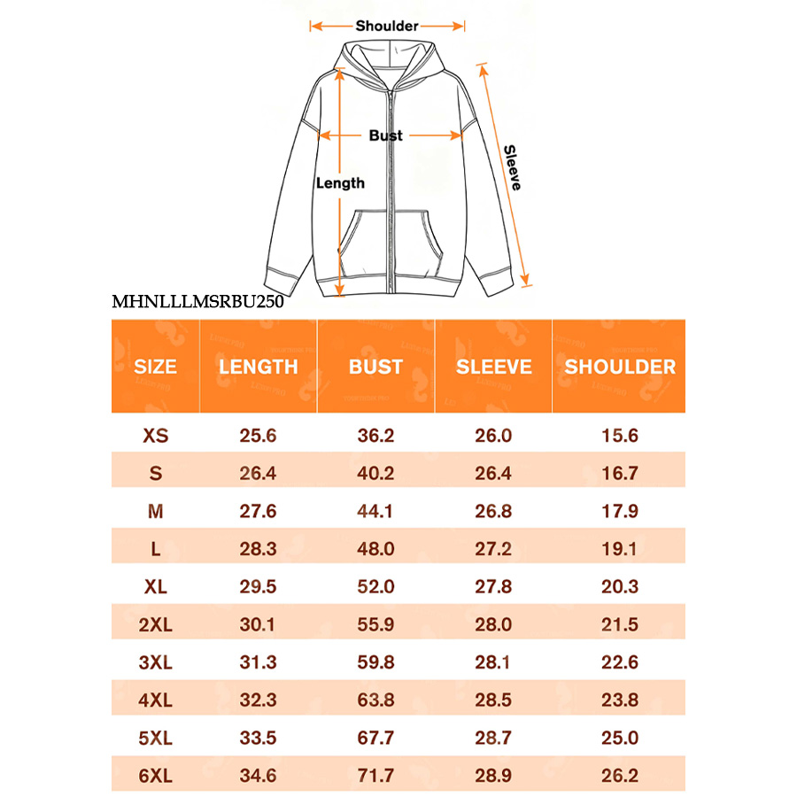 AOP MHN Zip Hoodie 250, Japanese Fabric