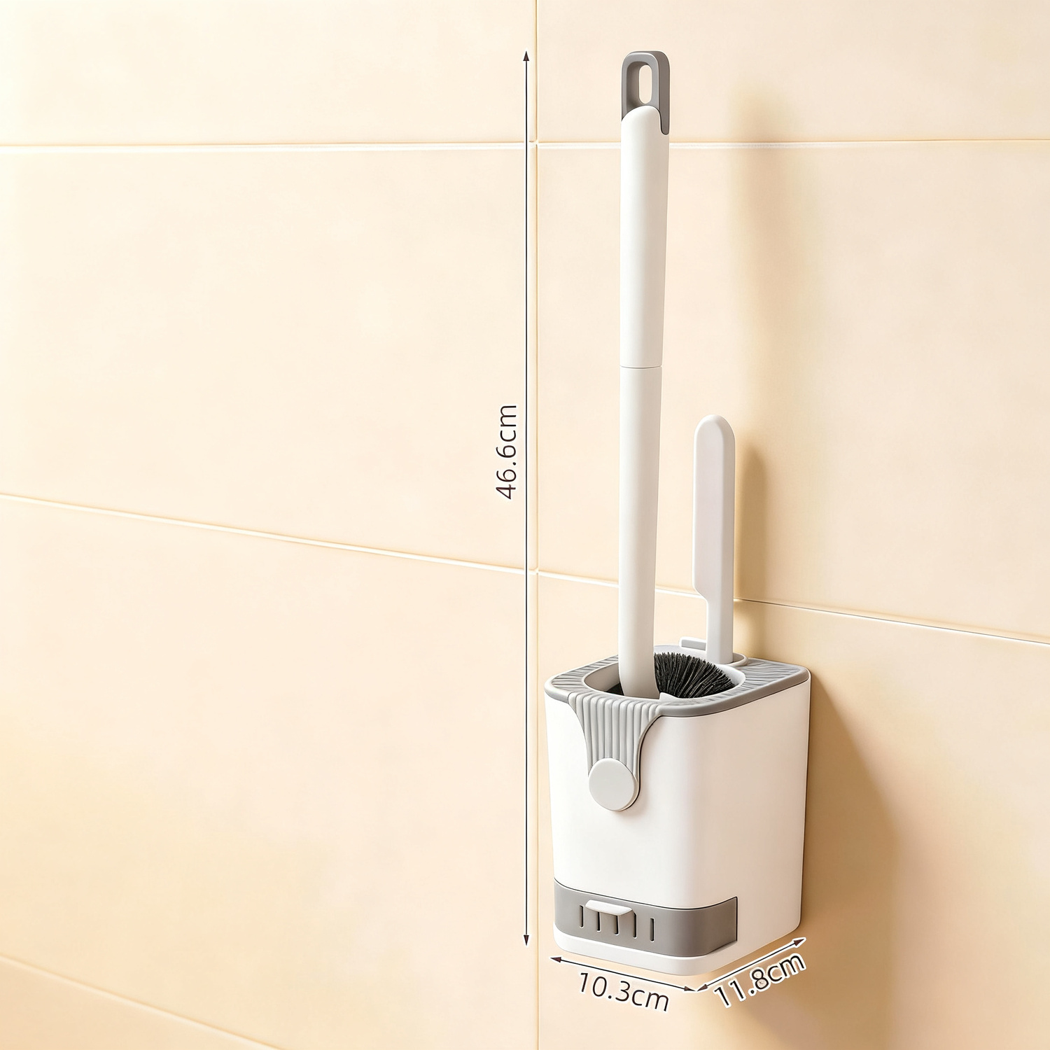 Toilet brush with holder, wall-mounted