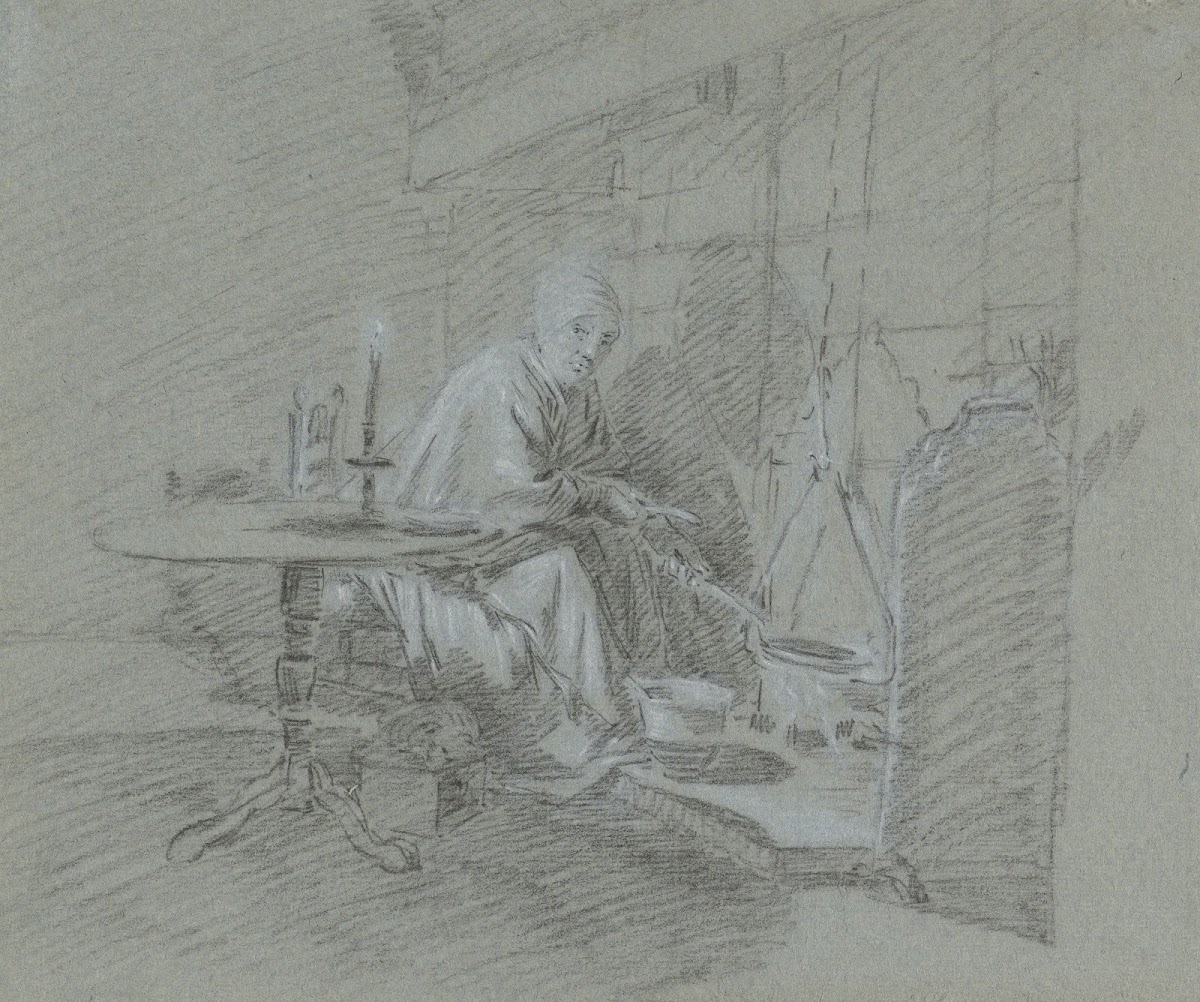Pannenkoeken bakkende vrouw 18th century