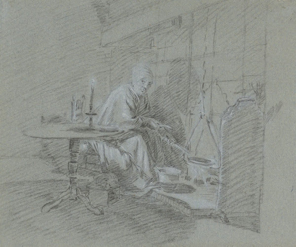 Pannenkoeken bakkende vrouw 18th century