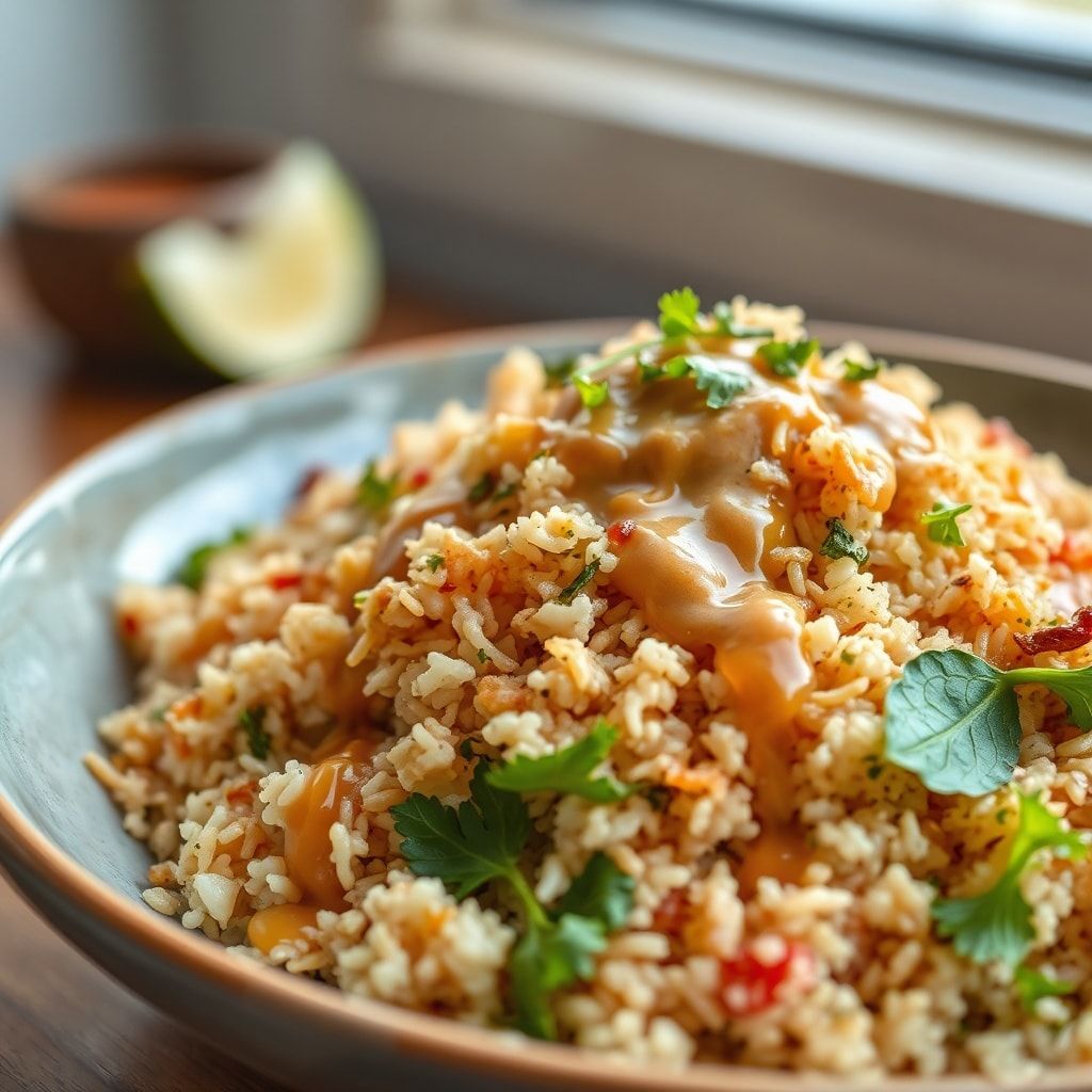 Crispy Rice Salad with Maple Tahini Ginger Dressing – Easy Weeknight Dinner finished