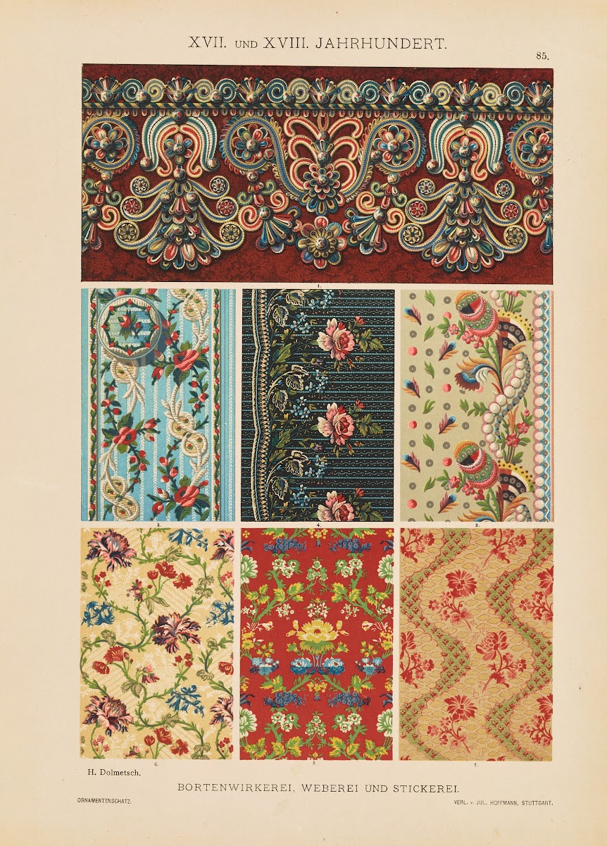 XVII und XVIII Jahrhundert  Bortenwirkerei Weberei und Stickerei 1887