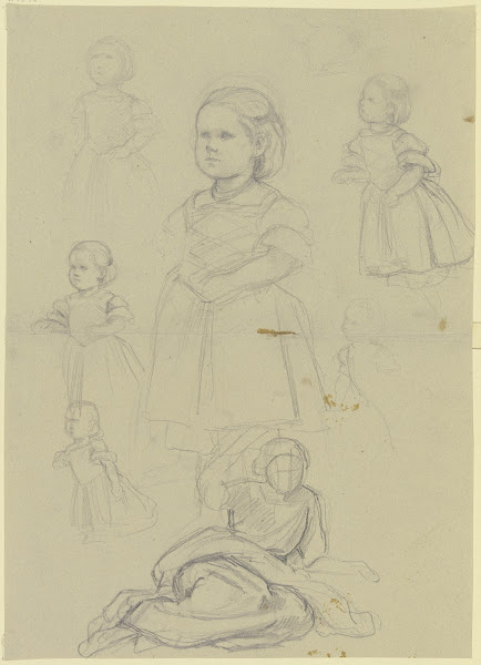 Studienblatt Stehendes Kleinkind und Weinleserin ca 1856