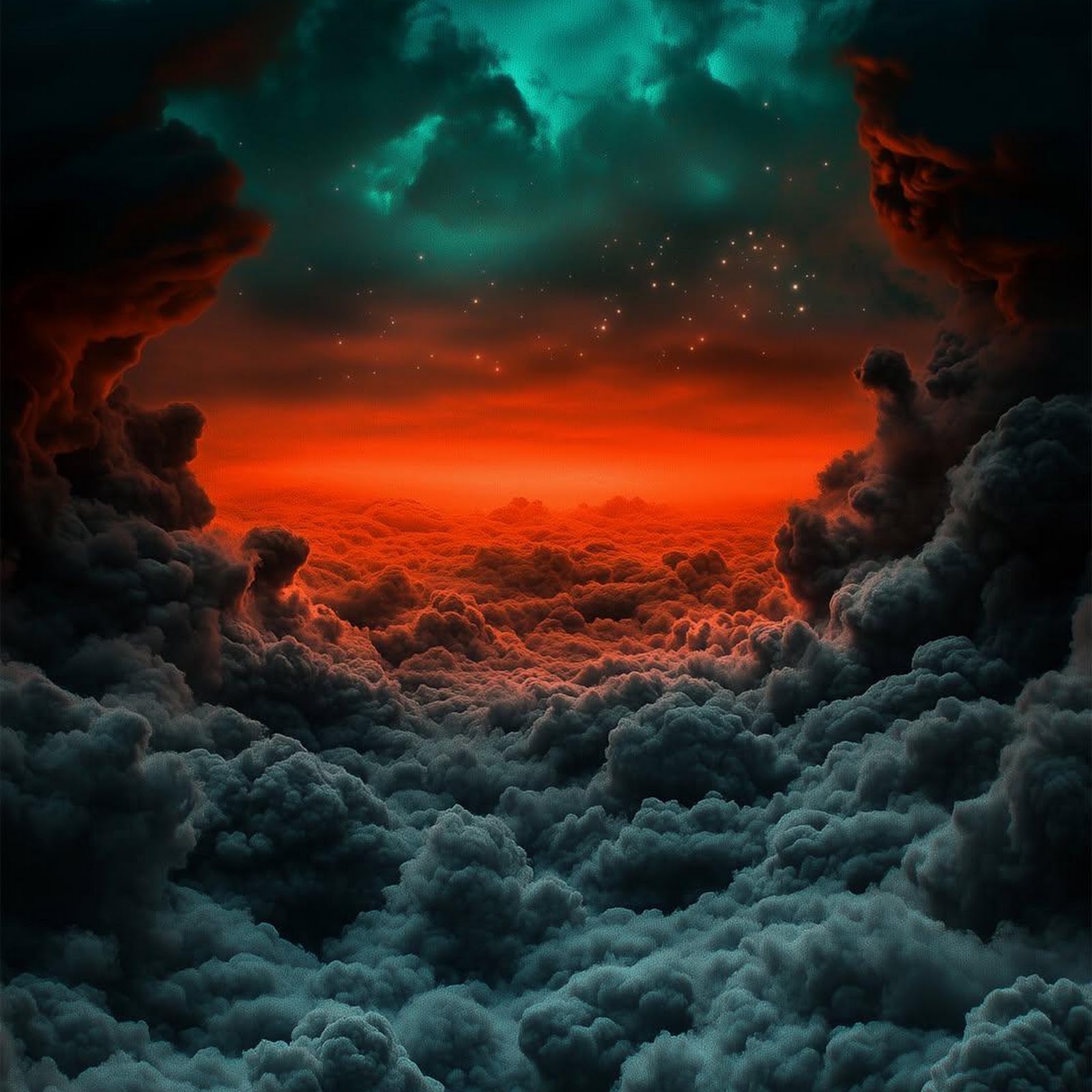 Download Fiery Horizon Through Stormy Clouds Full HD iPhone