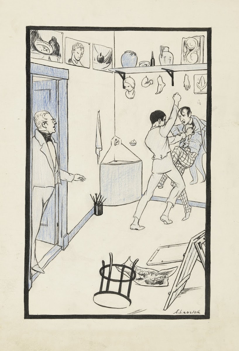 Vechtende Hein in een tekenlokaal 1926