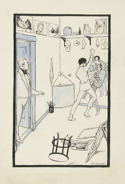 Vechtende Hein in een tekenlokaal 1926