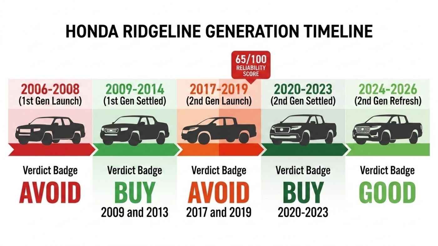 Honda Ridgeline best and worst years summary