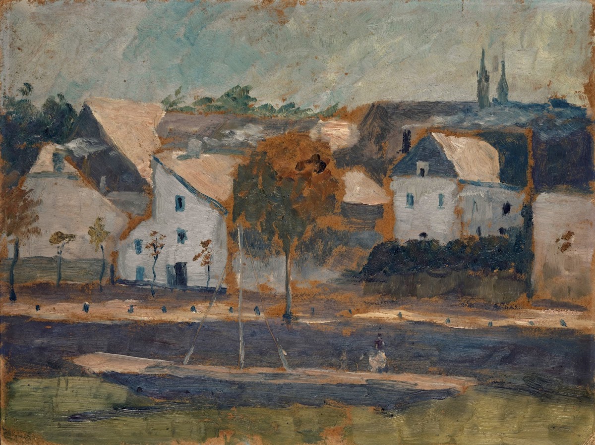 Kleine Stadt an Kanal