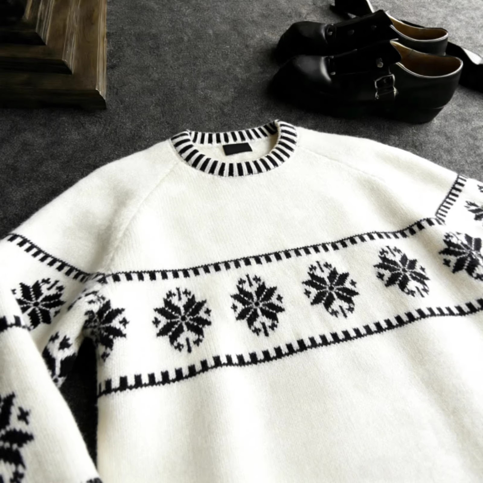 Nordic knitted sweater with jacquard pattern