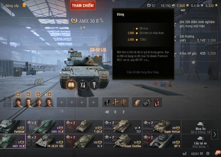 Acc WoT có 4 tank cấp 10 và 18k trái phiếu, 2.600 vàng, hơn...