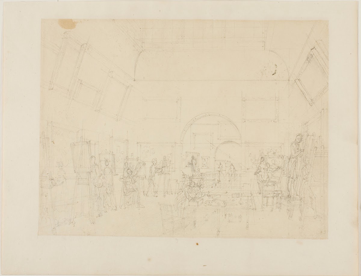 Study for British Institution Pall Mall from Microcosm of London c 1808
