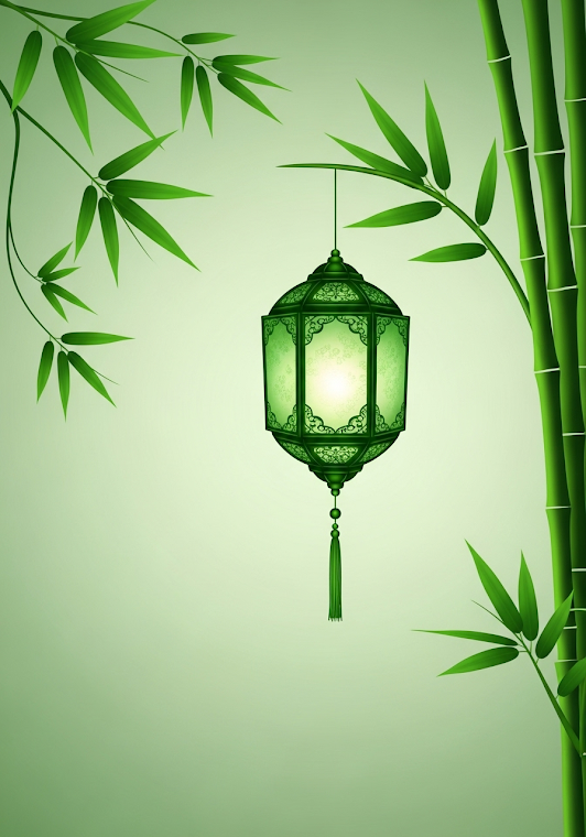 Serene Green Bamboo Lantern