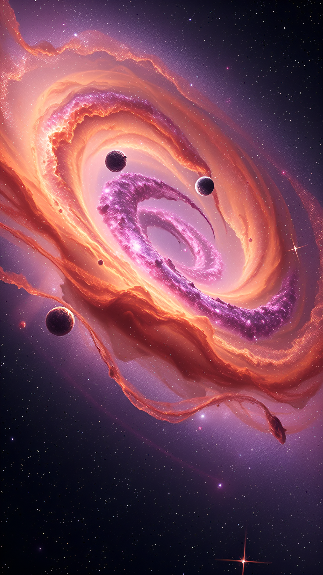 Cosmic Spiral Galaxy Nebula Planets Deep Space Astronomy - Free 4K mobile Wallpaper