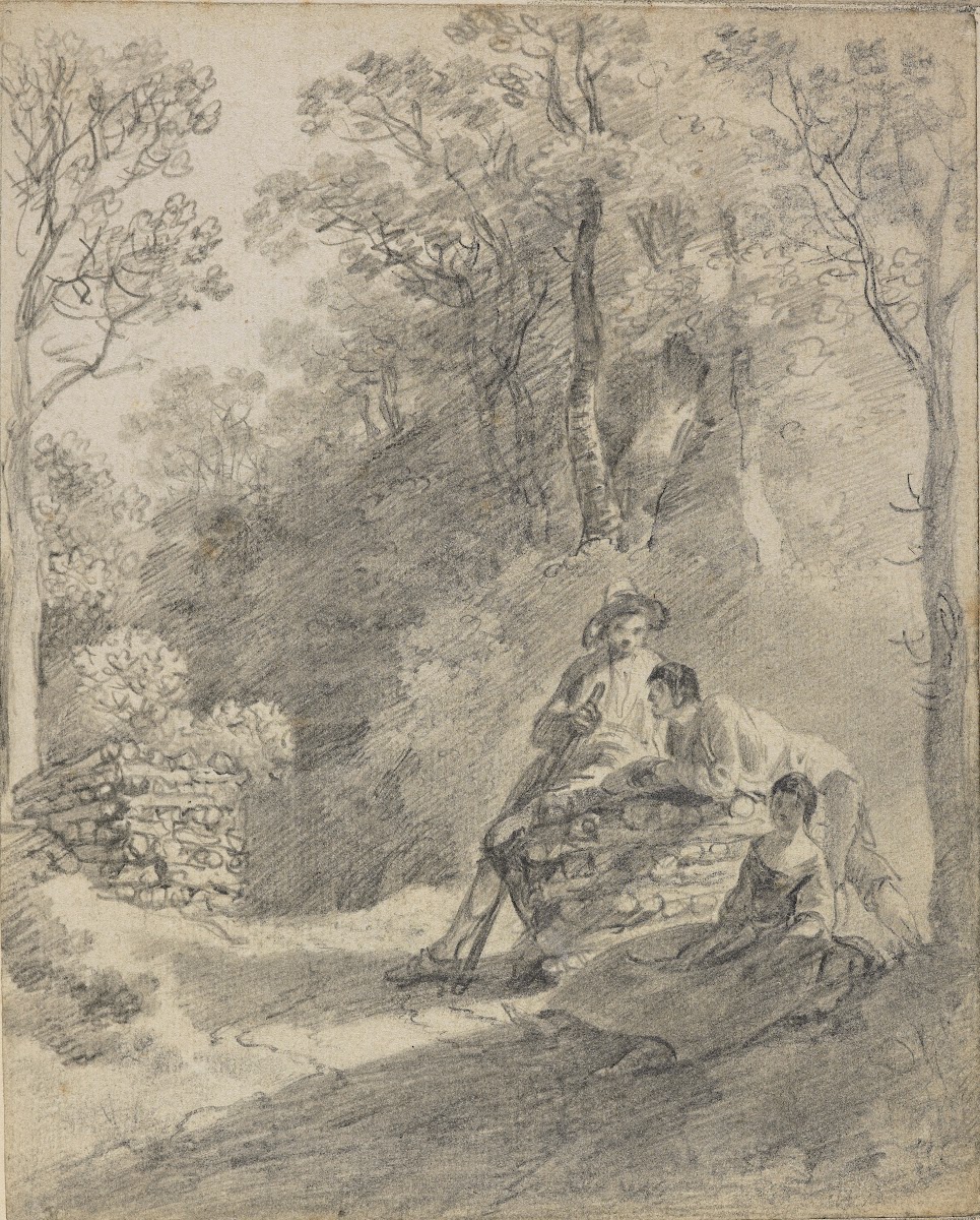 Wooded landscape with figures circa 1752