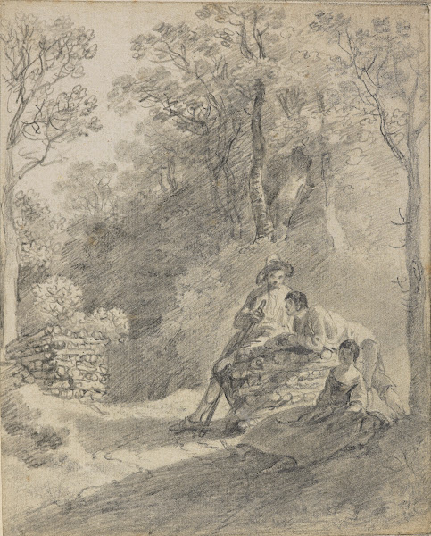 Wooded landscape with figures circa 1752
