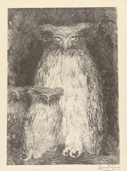 Étude de trois chouettes 1893 1895