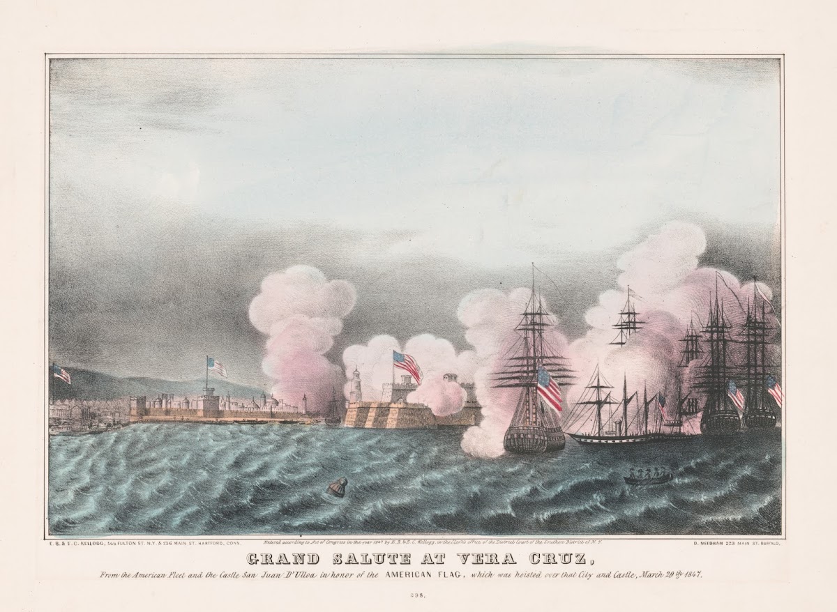 Grand salute at Vera Cruz from the American fleet and the Castle San Juan DUlloa
