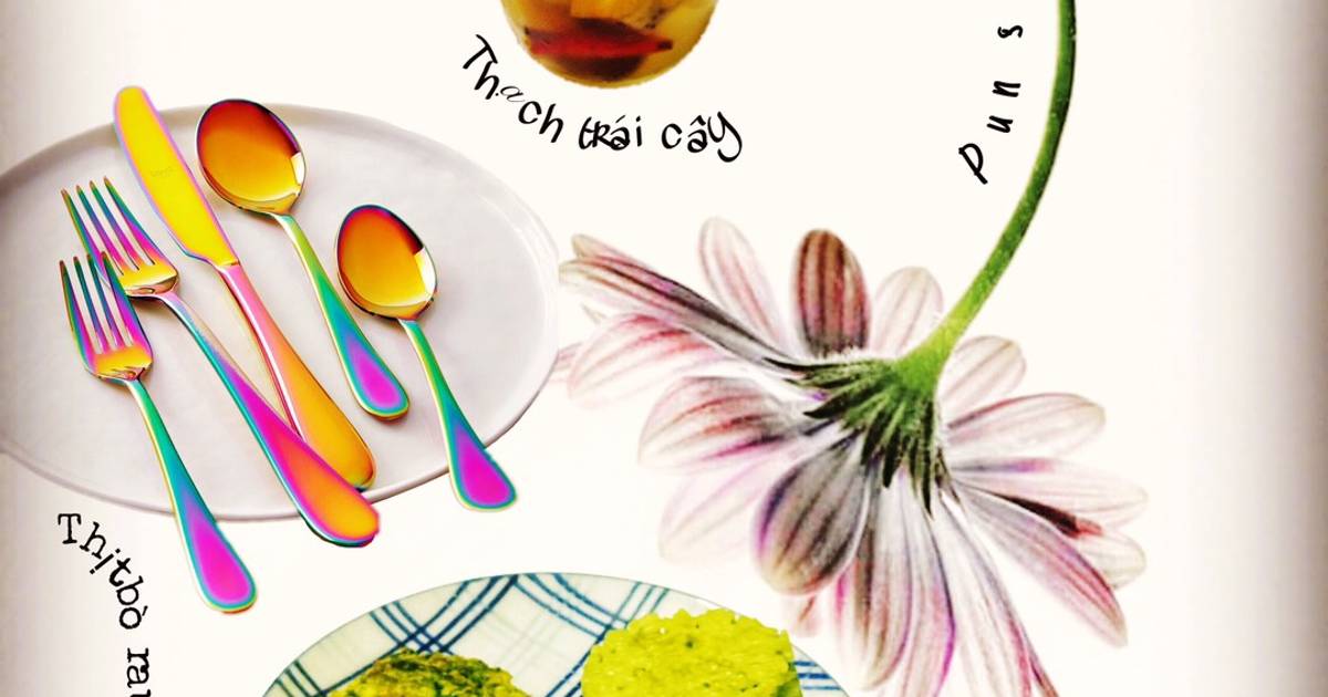 Cơm nấu lá dứa rau bina
Thịt bò rau bina áp chảo
Thạch trái cây